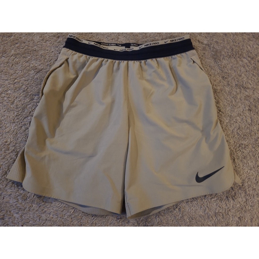 Nike Dri Fit Pro Flex Shorts Khaki Brown Size Medium Gym Athletic